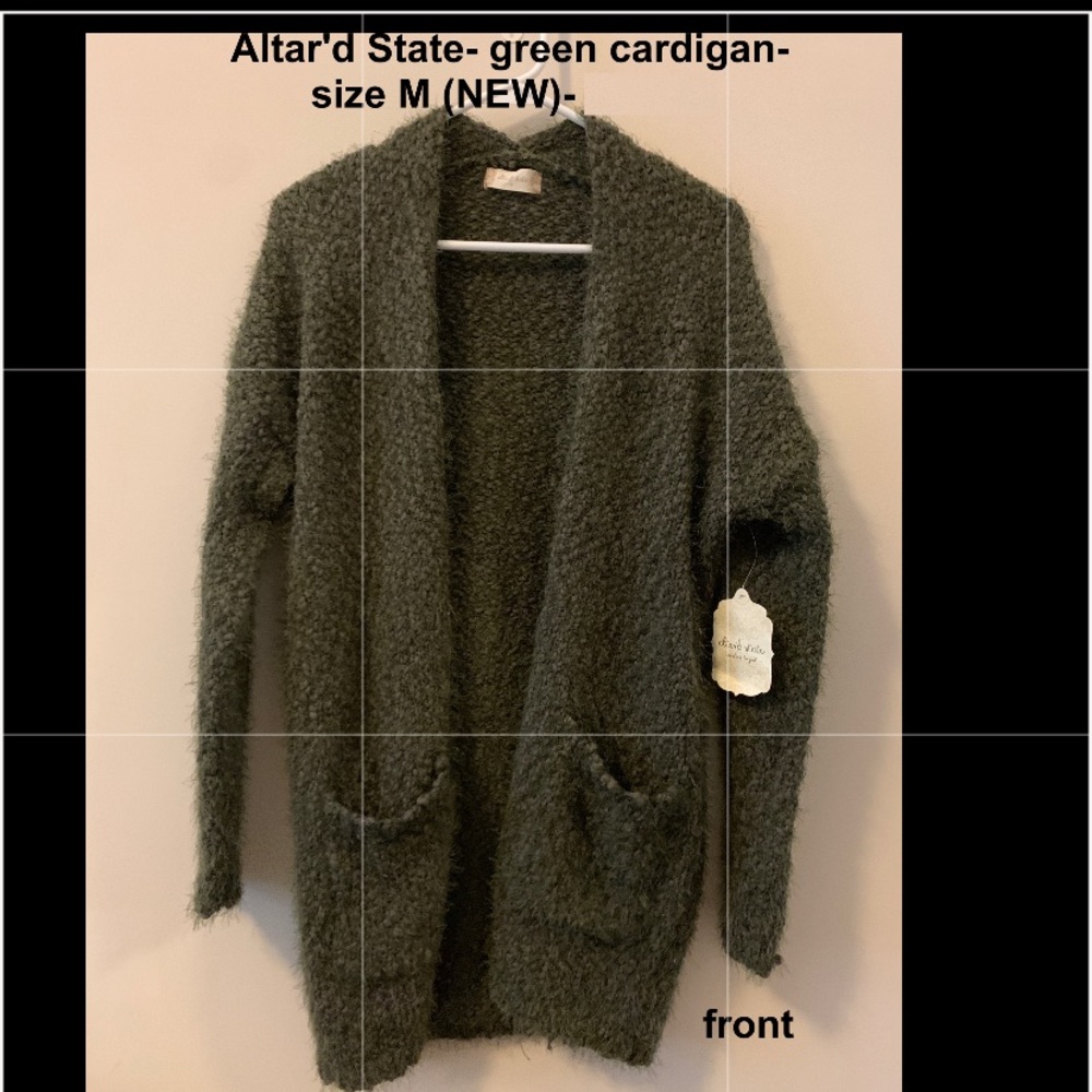 Altar’s State green cardigan- medium new